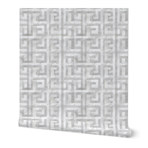 Greek Key - White Soft Gray — 01 Hero Roll