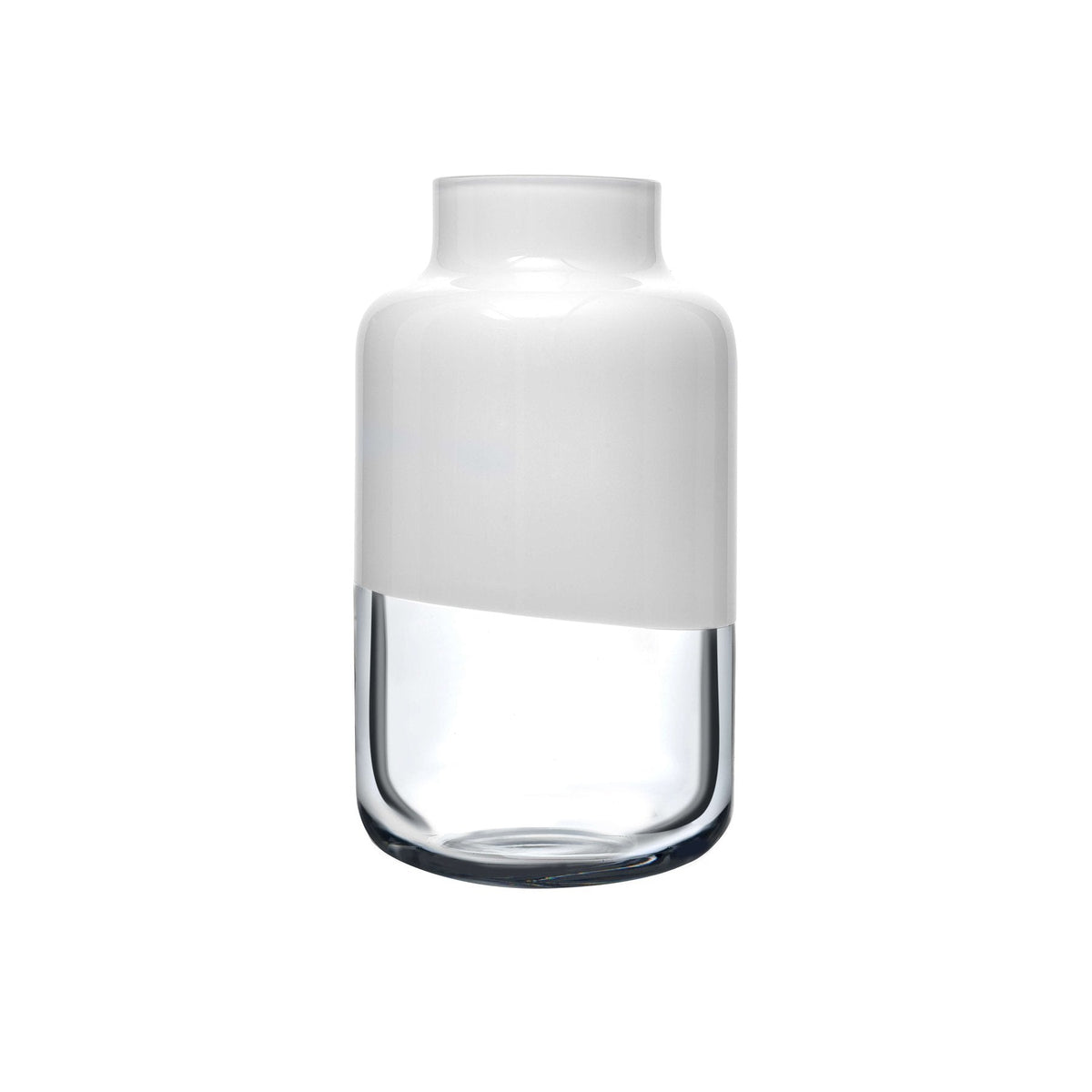 The NUDE Glass Magnolia Vase in medium, featuring a classic opal white finish and clean curved lines.
