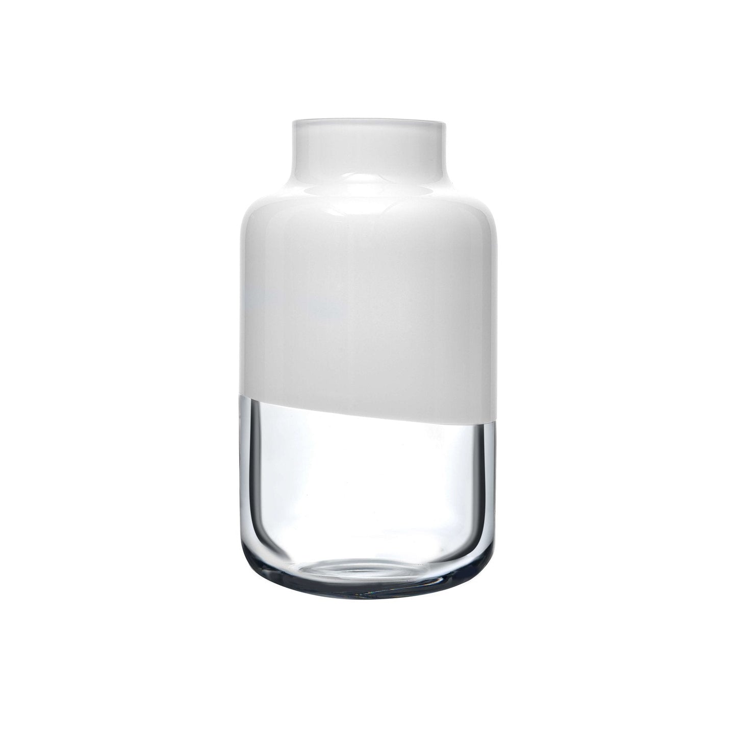 The NUDE Glass Magnolia Vase in medium, featuring a classic opal white finish and clean curved lines.