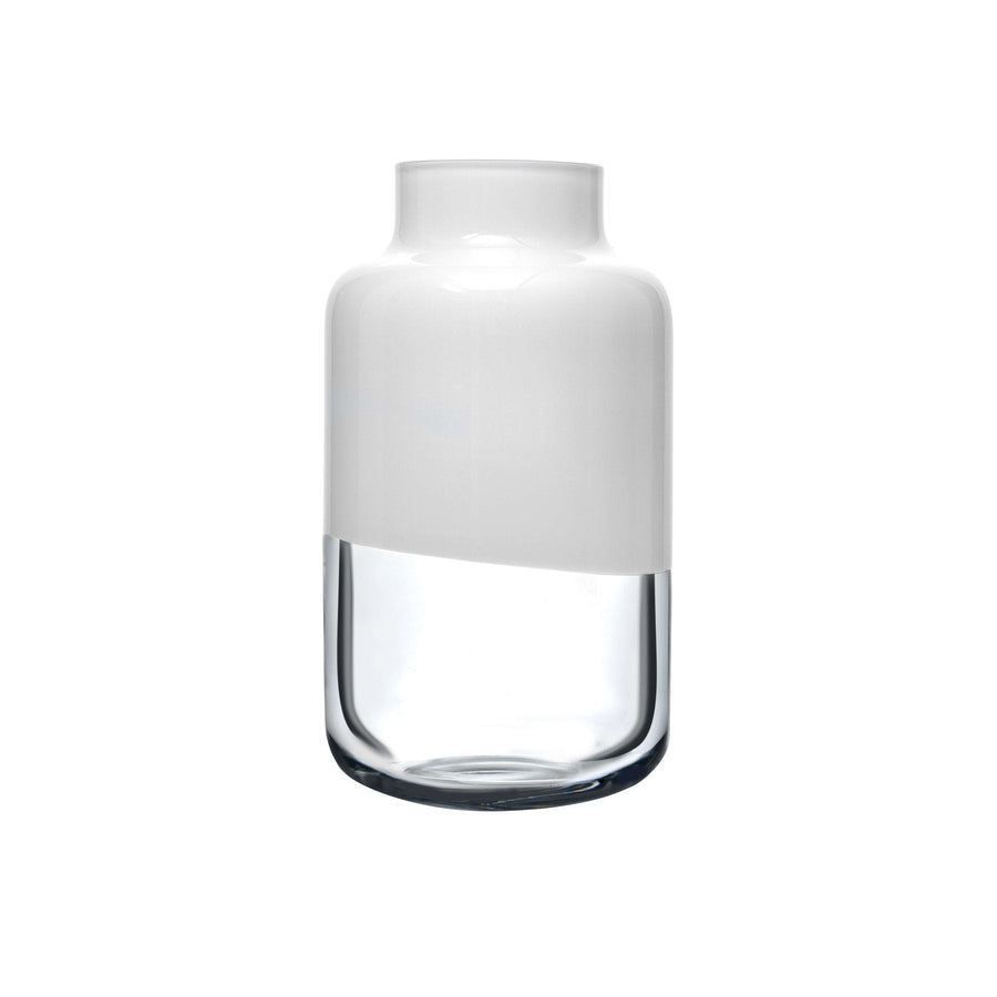 The NUDE Glass Magnolia Vase in medium, featuring a classic opal white finish and clean curved lines.