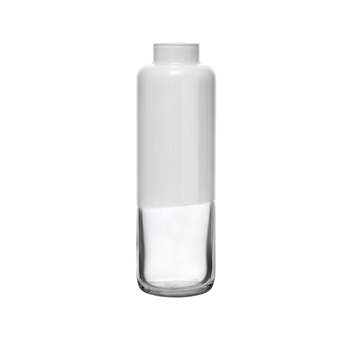 Small NUDE Glass Magnolia vase in a soft opal white finish, showing its elegant curved shape.