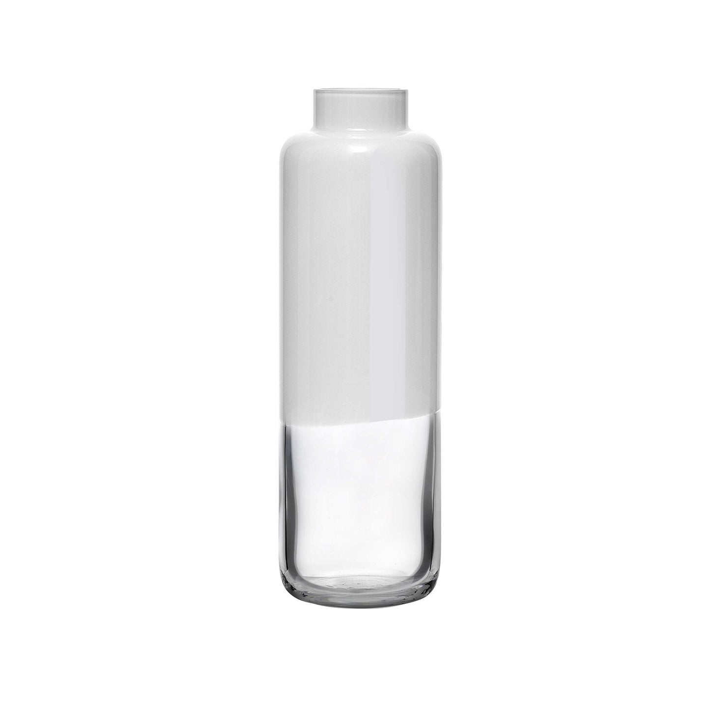 Small NUDE Glass Magnolia vase in a soft opal white finish, showing its elegant curved shape.