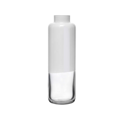 Small NUDE Glass Magnolia vase in a soft opal white finish, showing its elegant curved shape.