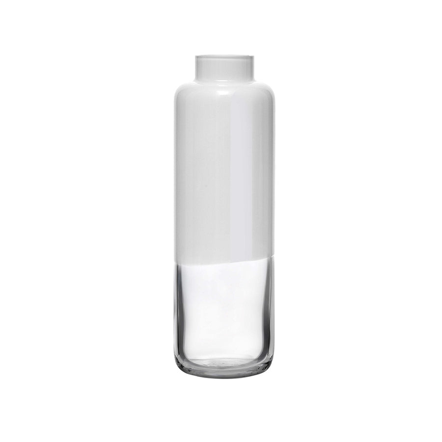 Small NUDE Glass Magnolia vase in a soft opal white finish, showing its elegant curved shape.