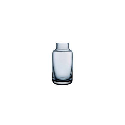 NUDE Glass Mini Magnolia Bud Vase in a modern steel blue finish.