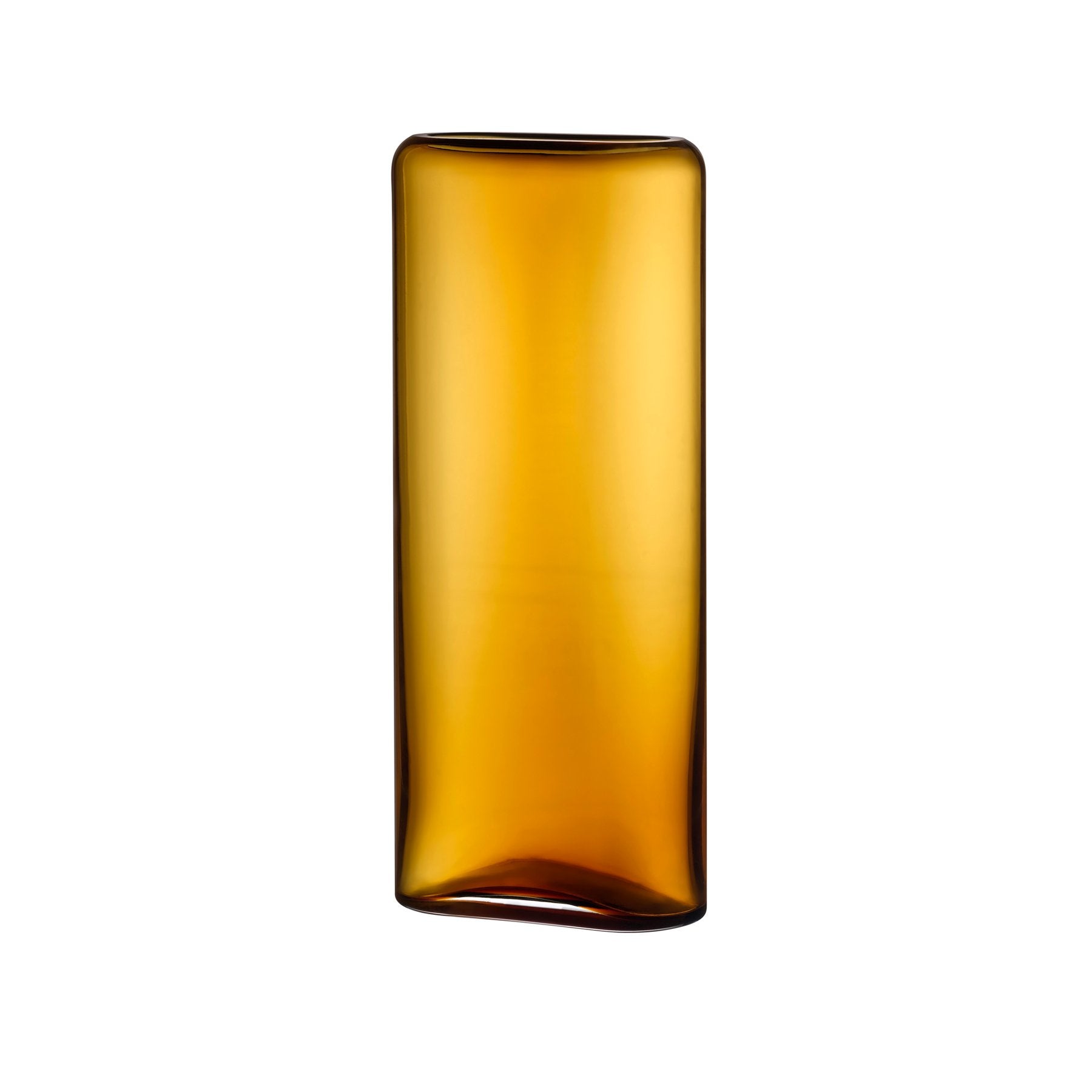 NUDE Glass Layers Tall Crystal Vase in warm amber glass.