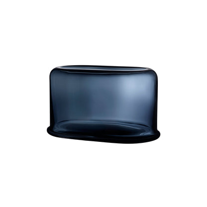 NUDE Glass Layers Wide Mouth Vase in steel blue, featuring a modernist geometric design.