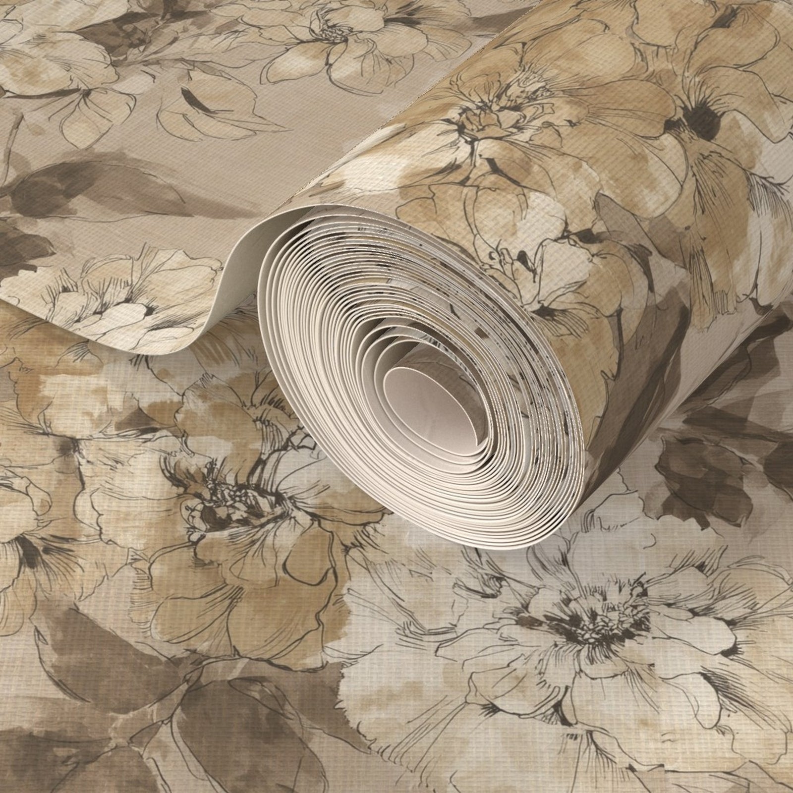 Watercolor Flora - Taupe — 10 Detail Photo