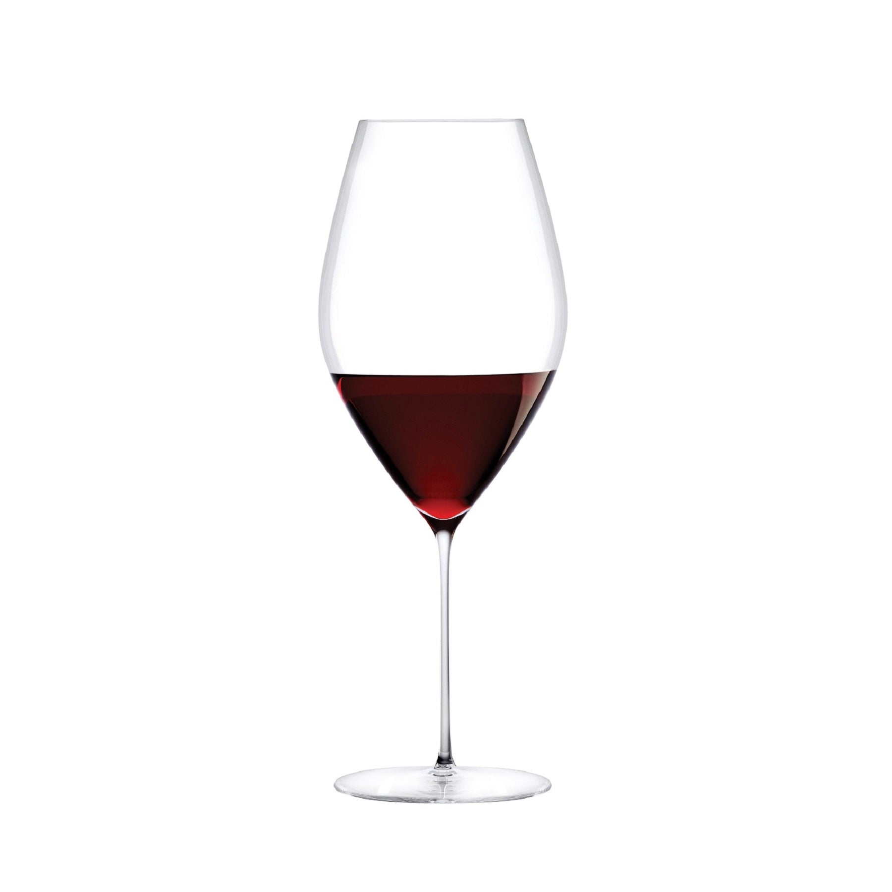 A single NUDE Glass Stem Zero Grace Red Wine Glass showcasing its ultra-thin stem and curved lead-free crystal bowl.