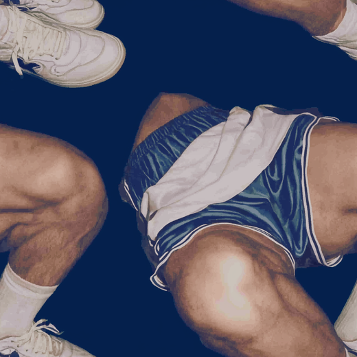 Full repeat pattern of the Gym Shorts designer wallpaper in a rich graphic layout.