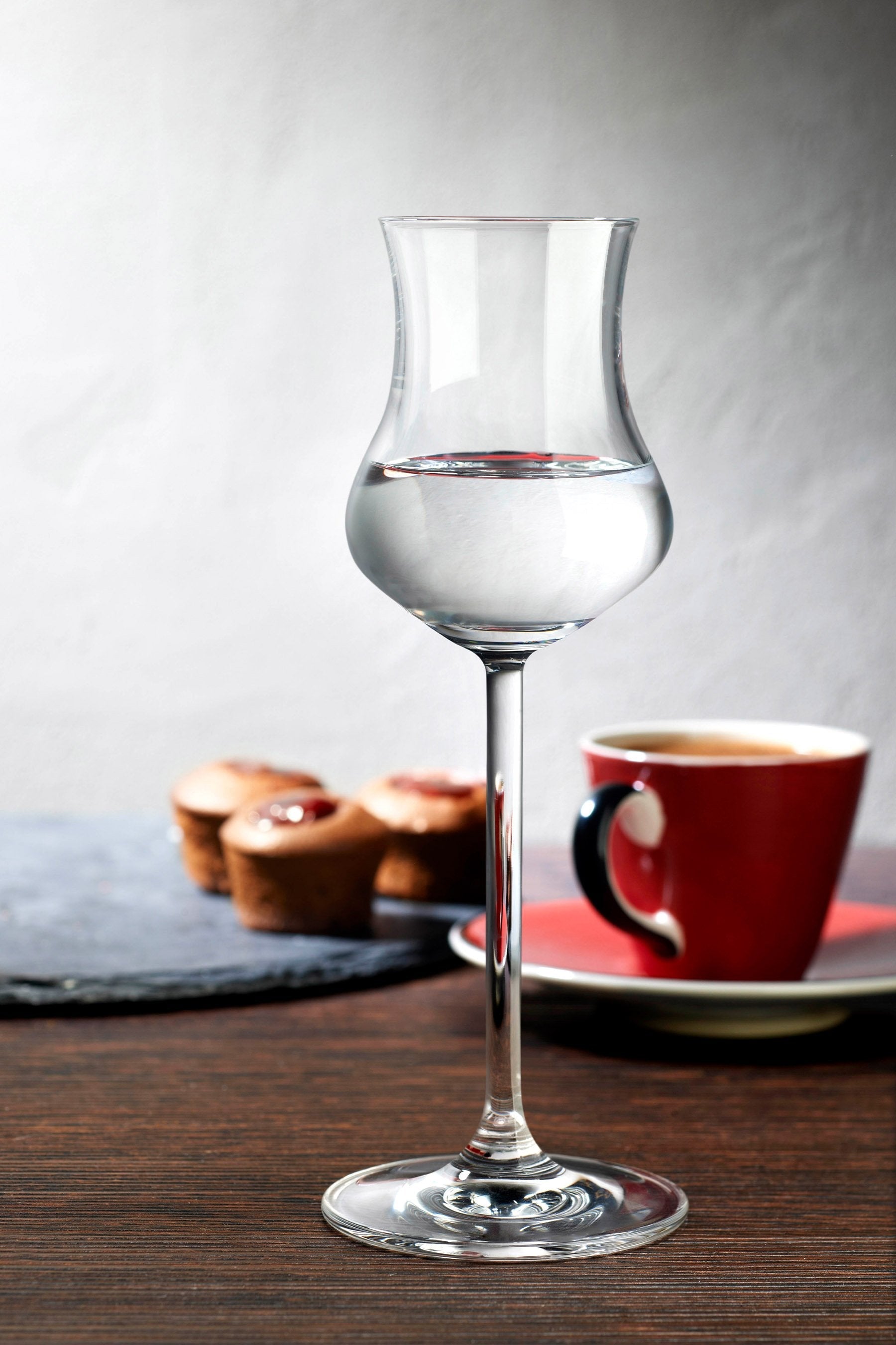 Lifestyle view of Vintage Set of 2 Grappa Glasses 3 oz | Provenance & Patina