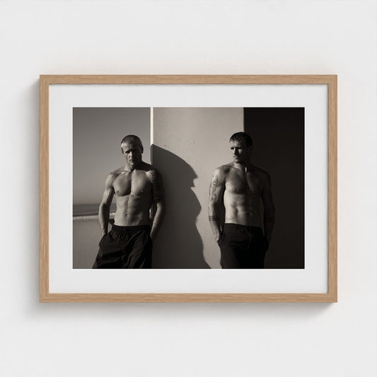 Minimalist Portrait of Two Men in Monochrome Light