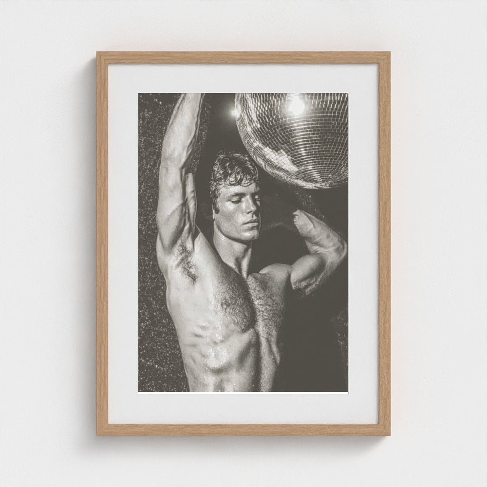 Monochrome Male Figure With Disco Ball Portrait