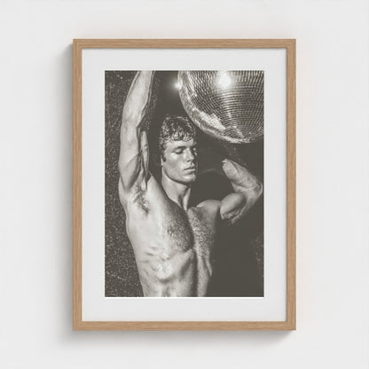 Monochrome Male Figure With Disco Ball Portrait