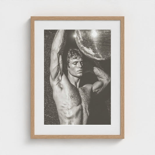 Monochrome Male Figure With Disco Ball Portrait