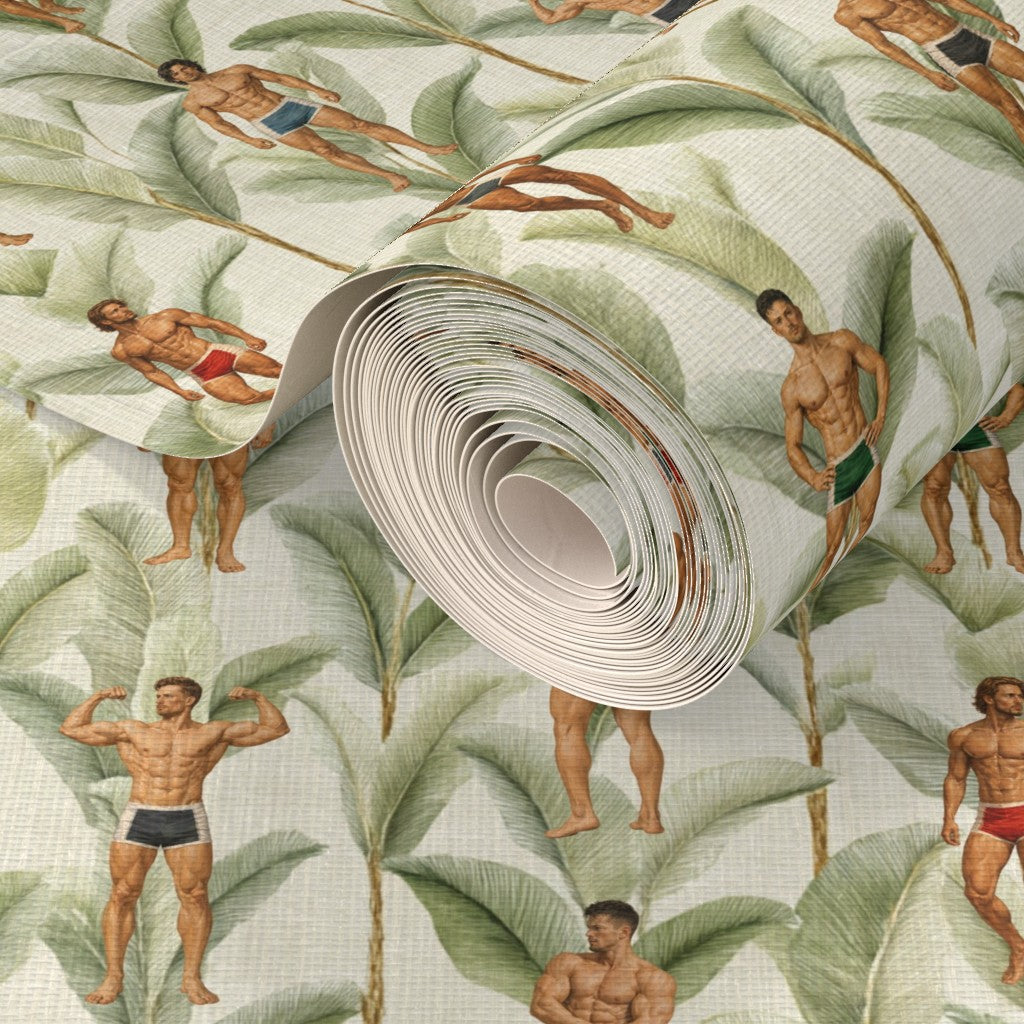 The non-pasted traditional paper version of the Palm Beach Apollo wallpaper showing matte color depth.