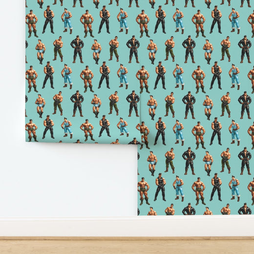 Swatch sample of Herculean Leather Mosaic Wallpaper showing the intricate illustration detail and warm colorway.