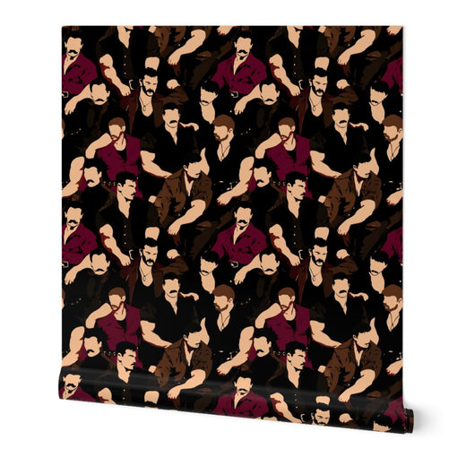 Mustache Men wallpaper roll mockup