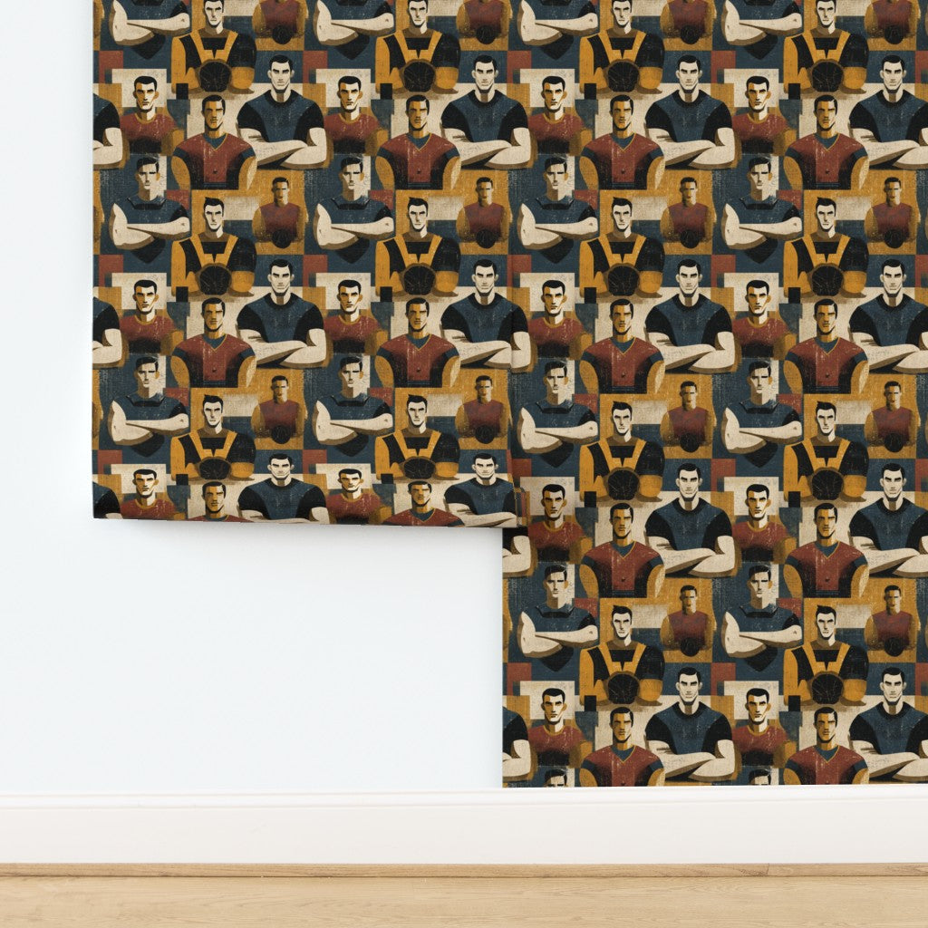 Peel and stick option of the Legacy Field Grid wallpaper highlighting easy application.