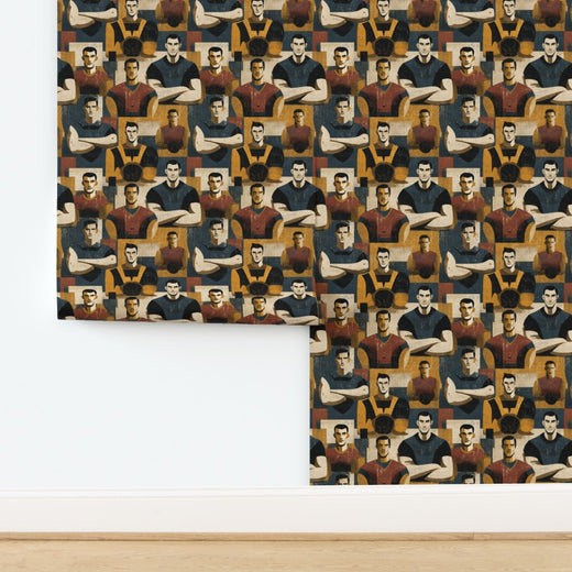 Peel and stick option of the Legacy Field Grid wallpaper highlighting easy application.