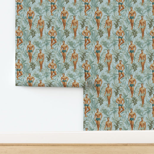 Detailed view of the coastal elements in the Blu colorway illustration.