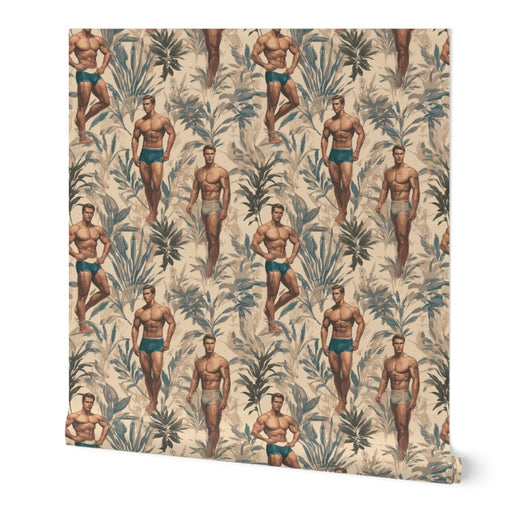 Daddy Hunt Wallpaper in Nude, showing the classic masculine figurative design.