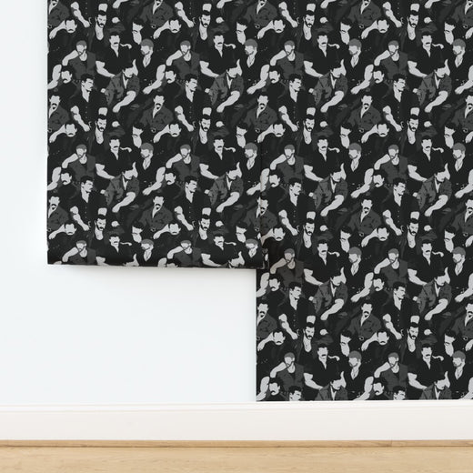 Mustache Men wallpaper roll detail