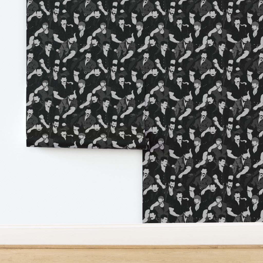 Mustache Men wallpaper in a classic dining room