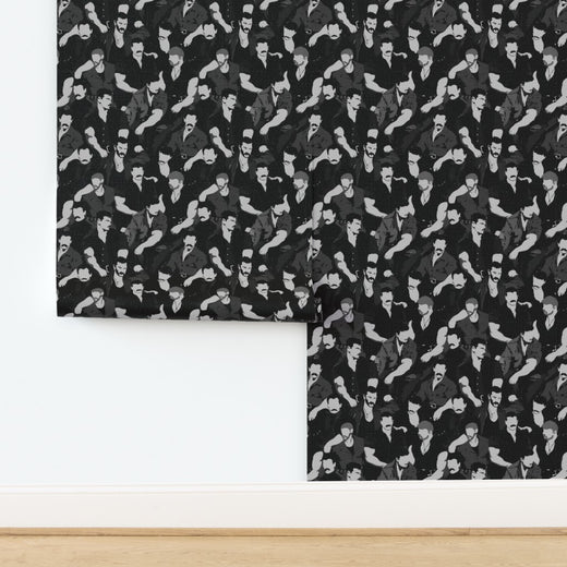 Mustache Men wallpaper in a classic dining room