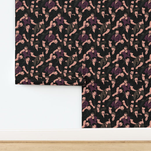 Mustache Men Onyx wallpaper installed in a bathroom