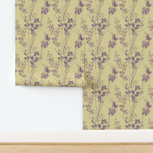 Close-up of the delicate floral pattern in the Celadon colorway.