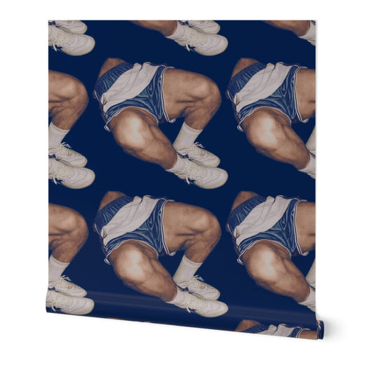 Gym Shorts Graphic Artisan Wallpaper in a bold figurative design with athletic motifs.