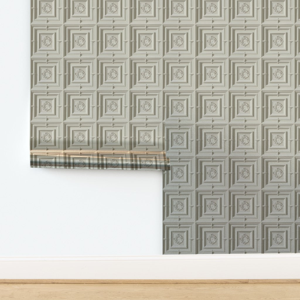 Full pattern repeat sample of the Neoclassical Medallions wallpaper design.