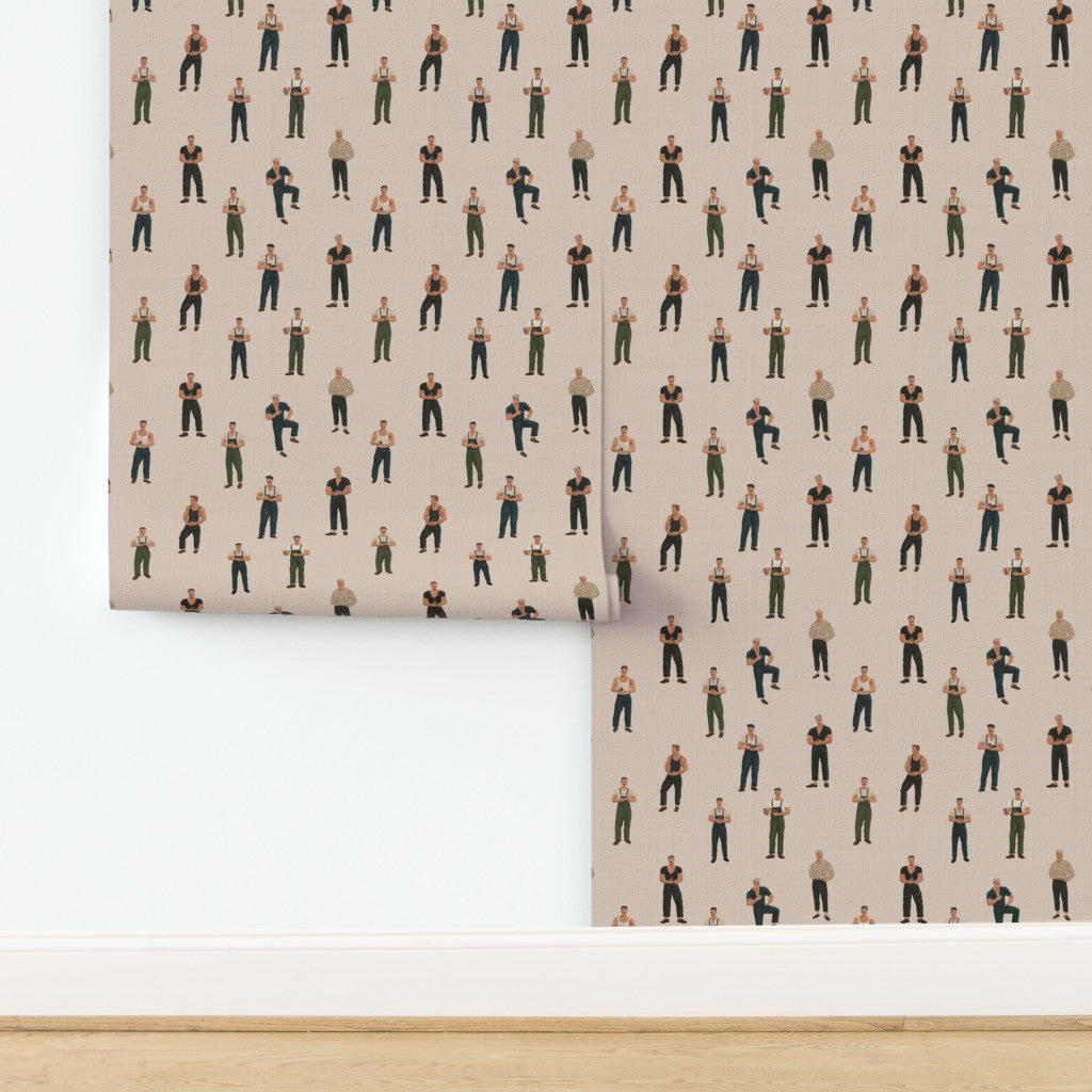Close-up detail of the woven grasscloth substrate highlighting its organic fibers and texture.