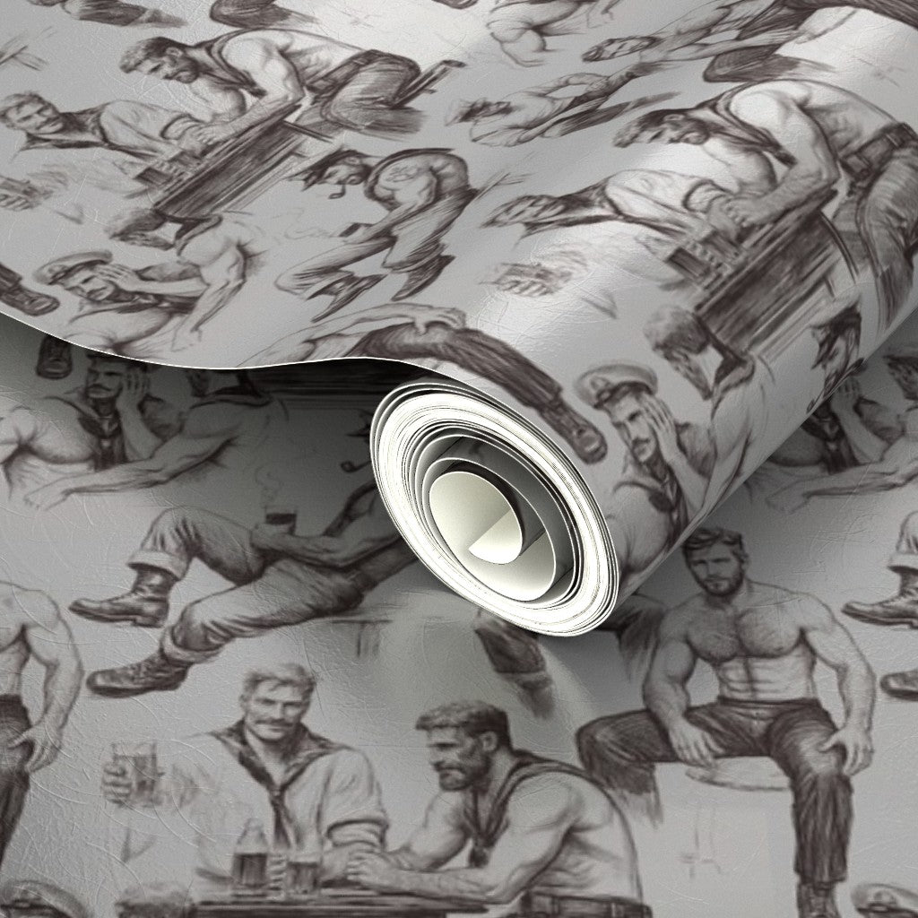 Full roll view of Fleet Week designer wallpaper demonstrating scale and color consistency.