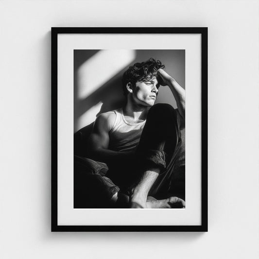 Contemplative Black and White Editorial Male Portrait