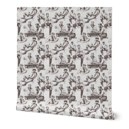 Fleet Week nautical wallpaper pattern featuring detailed sailor and maritime illustrations.