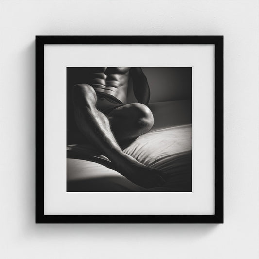 Seated Male Figure Study in Minimal Black and White