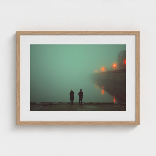Men by the Water in Atmospheric Fog Photography