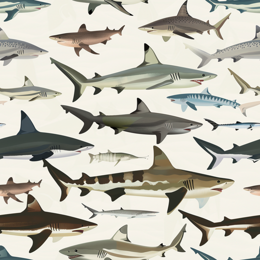 Elegant interior scene featuring the Sea of Sharks wallpaper on an accent wall.