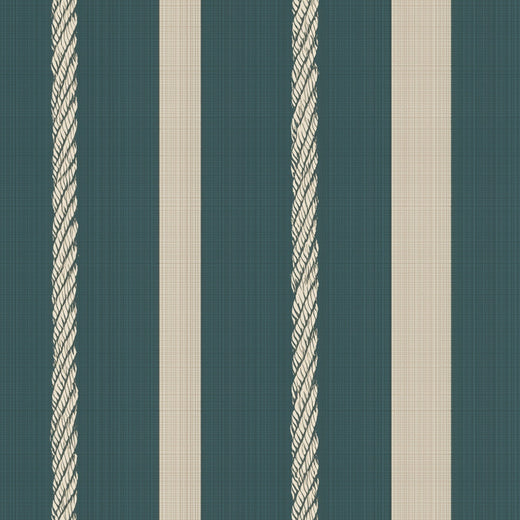 Alternate view of Nautical Stripes Teal Wallpaper | Provenance & Patina