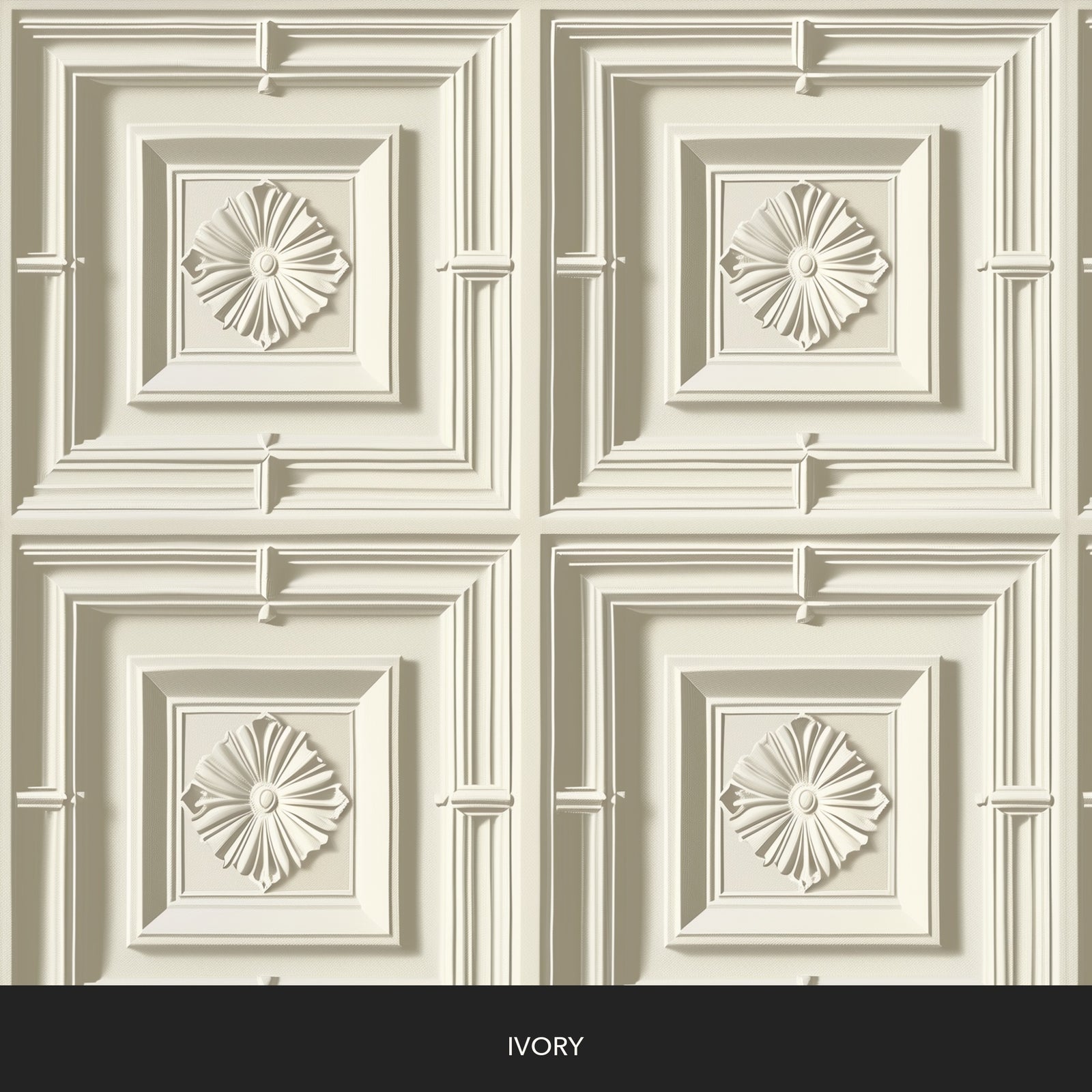 Classical Coffered Ceiling Medallions - Ivory — 32 Colorway Strips