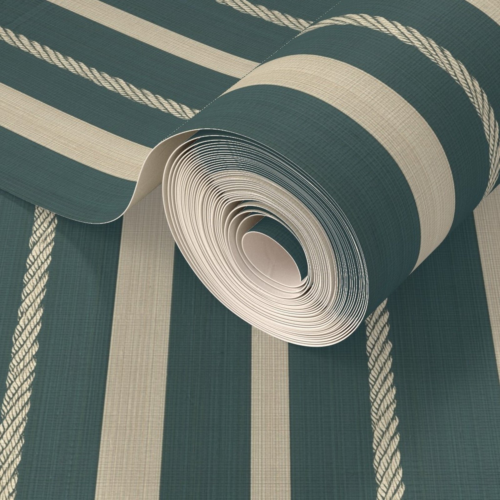 Lifestyle view of Nautical Stripes Teal Wallpaper | Provenance & Patina