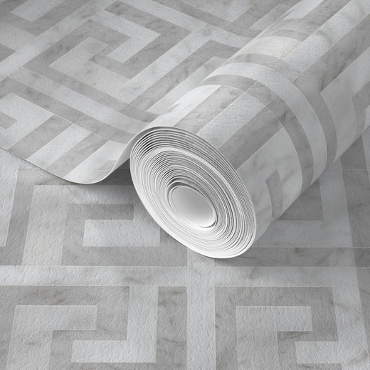 Greek Key - White Soft Gray — 33 Detail Photo
