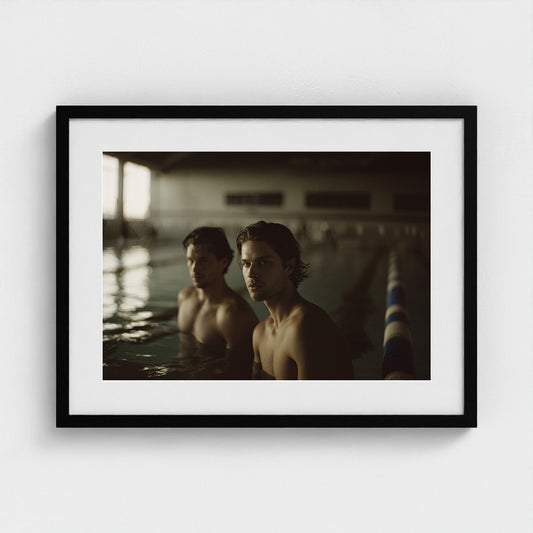 Intimate Poolside Portrait in Muted Aqua Tones