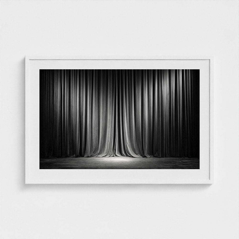 Dramatic Velvet Stage Curtains in Deep Charcoal Tones