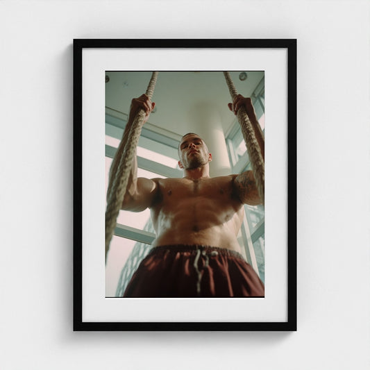 Athletic Rope Portrait in Tan and Burgundy Tones