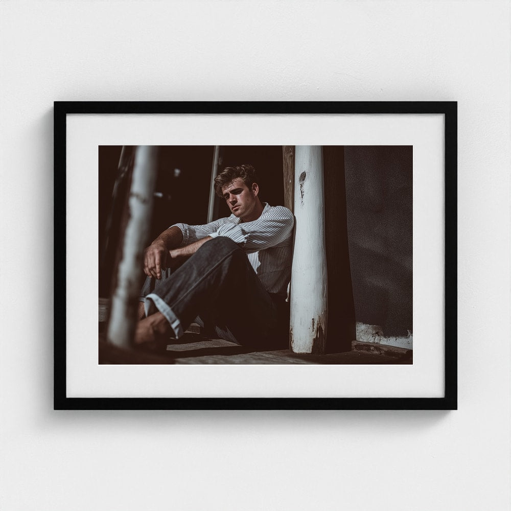 Contemplative Male Portrait in Soft Neutral Tones