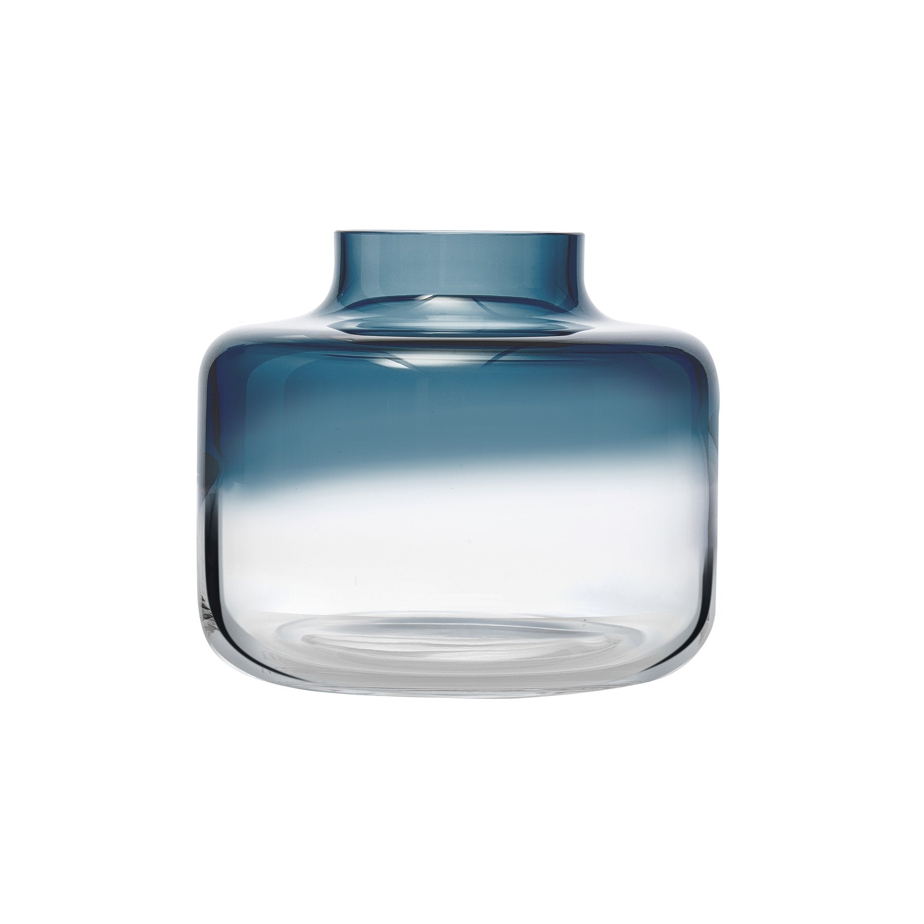 NUDE Glass Magnolia Large Crystal Vase in steel blue.