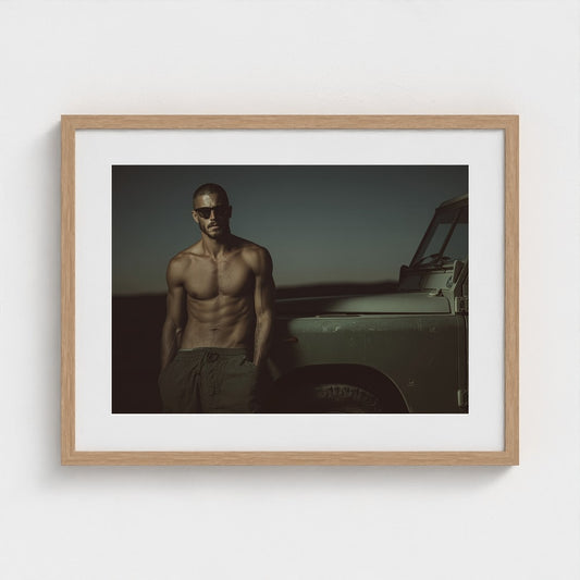 Masculine Land Rover Portrait in Olive Green Tones